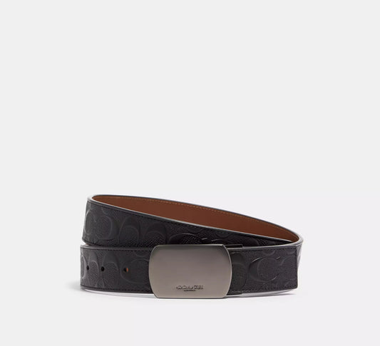 Cinto Coach Hombre Plaque Buckle Cut To Size Reversible Belt, 38 Mm