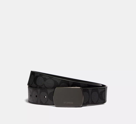 Cinto Coach Hombre Plaque Buckle Cut To Size Reversible Belt, 38 Mm