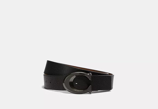 Cinto Coach Hombre Signature Buckle Cut To Size Reversible Belt, 38 Mm
