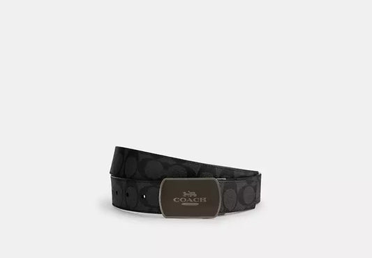 Cinto Coach Hombre Plaque Buckle Cut To Size Reversible Belt, 38 Mm