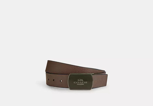 Cinto Coach Hombre Plaque Buckle Cut To Size Reversible Belt, 38 Mm